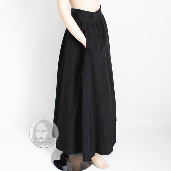 Yves Saint Laurent Skirt Black Moire Maxi Rare Ballet Russes Vintage 70s EU 42 - Picture 7 of 16